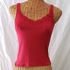 Ladies LIZ CLAIBORNE Lace Trimmed Camisole in Red - S